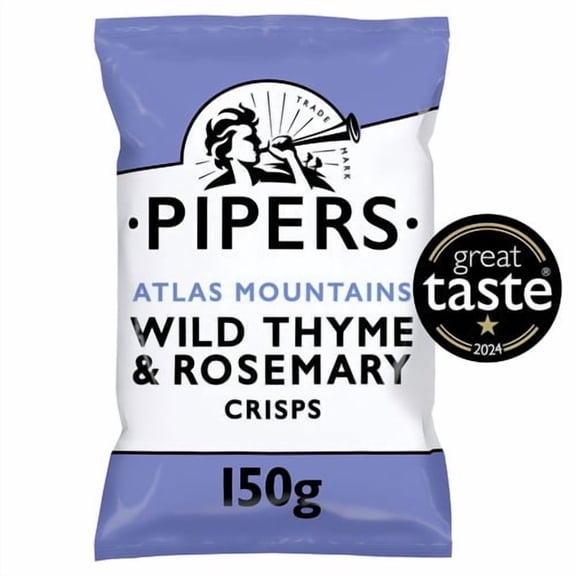 Pipers Atlas Mountains Wild Thyme & Rosemary Sharing Bag Crisps 150g, British Import (Pack of 3)