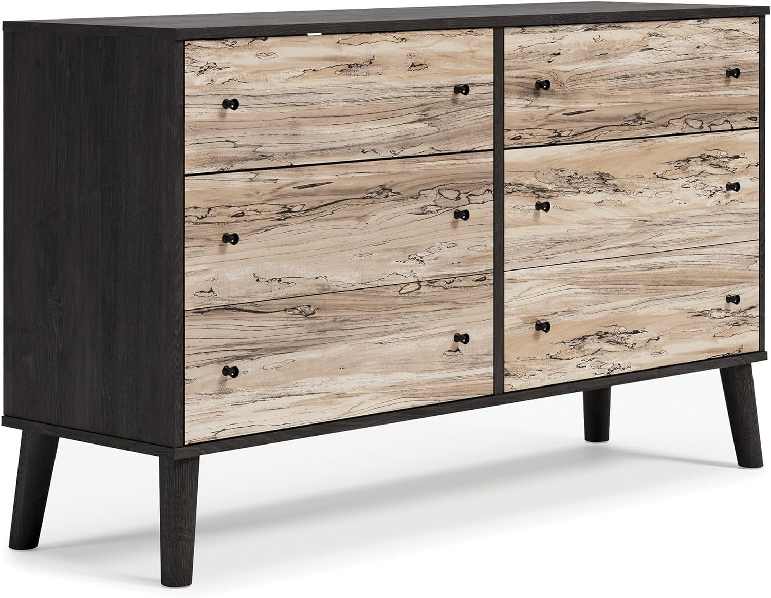 Piperton 6-Drawer Black and Light Brown Dresser