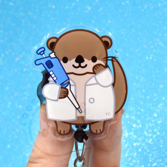 Pipette Otter Badge Reel, Lab Tech Appreciation Gift, Medical Laboratory Scientist Lanyard, Lab Week, Science MLS MLT Heavy Duty ID Holder