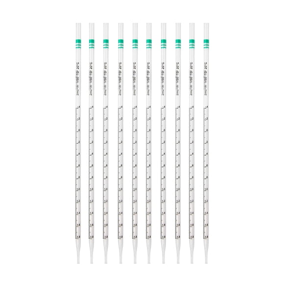 Pipette Serological, 2ml Capacity by 0.02ml, Plastic, Sterile, Color Coded. Pack of 10.