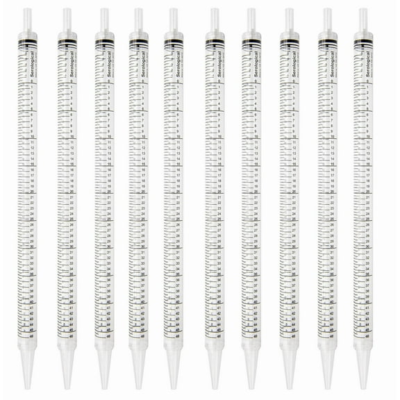 GSC International SPDS-50-10 Serological Pipette, 50ml Capacity by 0.5ml, Plastic, Sterile, Color Coded. Pack of 10.
