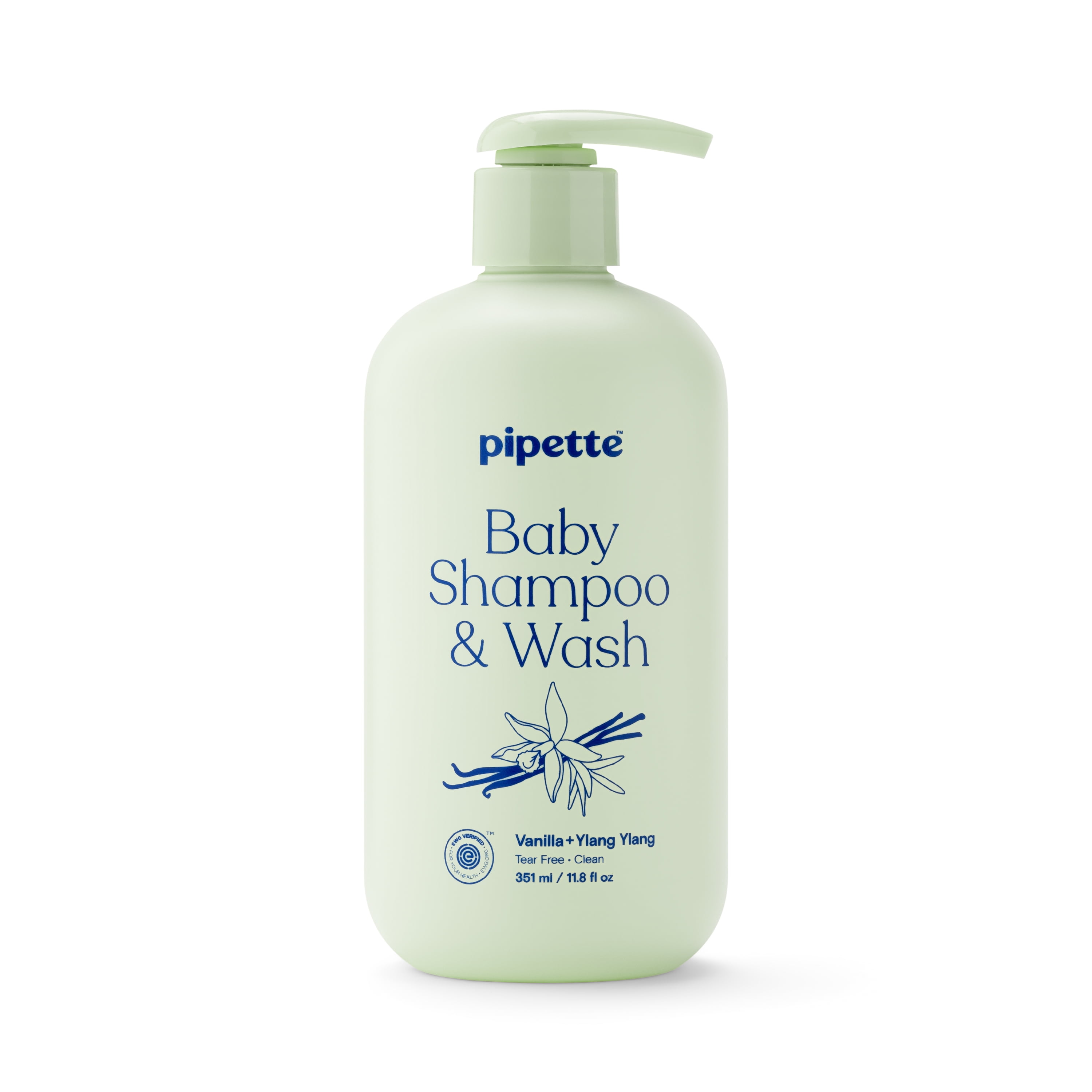 Pipette Tear-Free Baby Shampoo & Wash, Sensitive Skin, Vanilla + Ylang Ylang, 11.8 fl oz