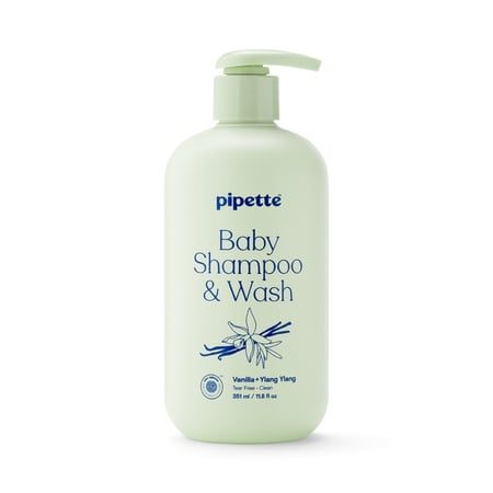 Pipette Tear-Free Baby Shampoo & Wash, Sensitive Skin, Vanilla + Ylang Ylang, 11.8 fl oz