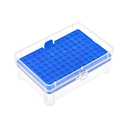 Pipette Tips Box, 96-Well Polypropylene Tip Holder Container for 10ul Pipettor 4.5mm Hole Diameter Blue