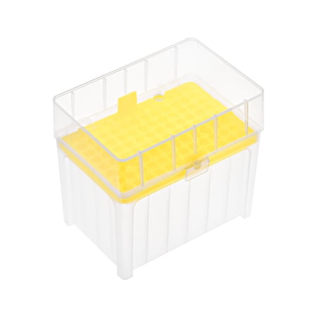 Pipette Tips Box, 96-Well Polypropylene Tip Holder Container for 1ml/1000ul Pipettor 7.5mm Hole Diameter Yellow