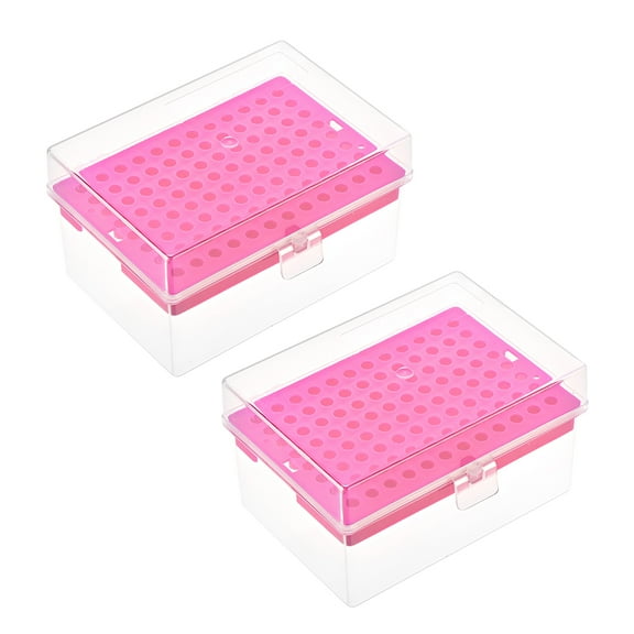 Pipette Tips Box, 96-Well Polypropylene Tip Holder Container for 200ul Pipettor 5mm Hole Diameter Red 2Pcs
