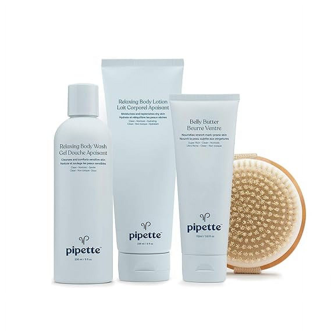 Pipette To Mama Gift Set Moisturizing Kit with Dry Brush, free of