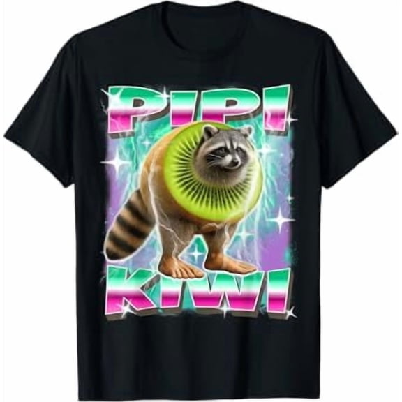 Pipi-Kiwi Italian-Brainrot Raccoon Kiwi Character Funny Meme T-Shirt