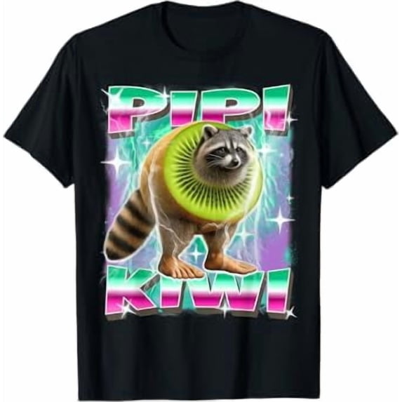 Pipi-Kiwi Italian-Brainrot Raccoon Kiwi Character Funny Meme T-Shirt