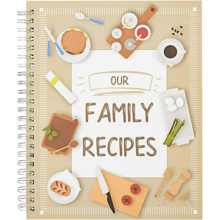 Pipilo Press Family Recipe Book To Write In, Spiral Bound DIY Make Your Own  Cookbook with 90 Pages (Blank Inside, 6.5 x 8.2 In) 