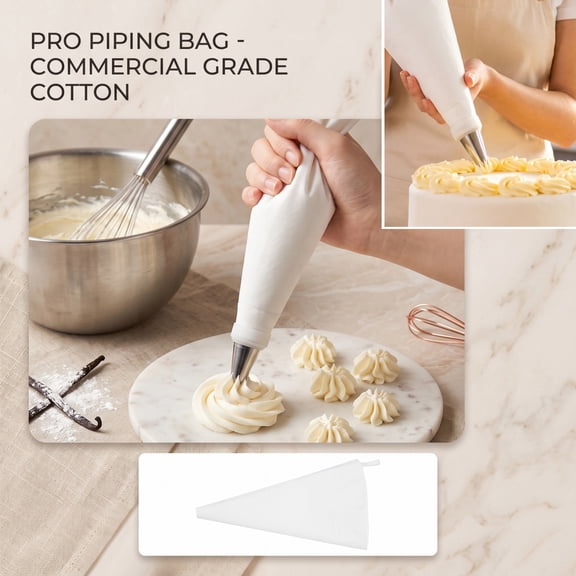 Piping Bag Food Grade Thick Cotton White 12.0 Inch Reusable Explosion-proof Cream Decorating Bag for Commercial Baking Home Cake Decorating Pastry Icing Making
