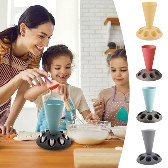 Piping Bag Stand, Pastry Bag Holder,Icing Bag Holder With 8 Slots Nozzles Holder, 2 Pcs Piping Bag Holder Stand For Filling, Baking Accessories.