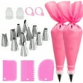 thumbnail image 1 of Piping Bags and Tips Set, BKSDUEH Reusable Cake Decorating Supplies with 2 Reusable Bags, 12 Icing Tips, 2 Silicone Rings, 2 Couplers and 3 Scrapers, Cake Baking Tools for Cookie Icing Cupcakes, 1 of 9