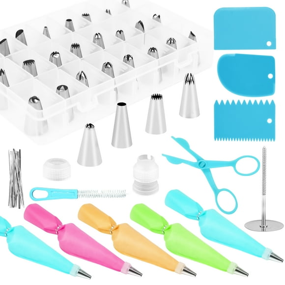 Piping Bags and Tips Set, BUSATIA 72 Pcs Cake Decorating Supplies Kit,Cake Decorating with Frosting Bags, 42 Icing Tips Pastry, Cookie, Cupcake and Baking Supplies, Easy Carry Storage Box
