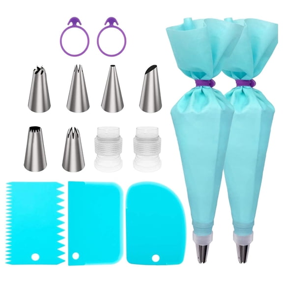 Piping Bags and Tips Set, Cake Decorating Kit Supplies, Frosting Piping Kit for Baking with Pastry Bags and Tips, Standard Converters, Silicone Rings, Reusable Piping Bags for Cookie Icing, Cupcake