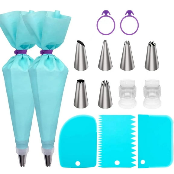 Piping Bags and Tips Set, Cake Decorating Supplies for Baking with Reusable Pastry Bags and Tips, Standard Converters, Silicone Rings, Cake Decorating Tools,PINK