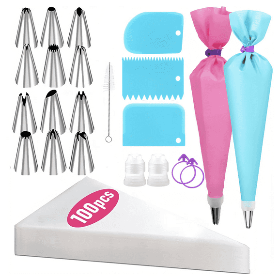 Piping Bag and Nozzles Tips Sets Icing Sets for Reusable Cake Decorating Supplies for Cupcakes Beginners Frosting Piping Kit Icing Piping Bags and Tips Equipment Set