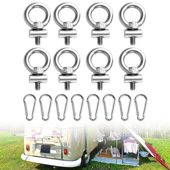 Piping Strip Hooks Set of 8 6 mm Stainless Steel Awning Hooks For Caravan Boat