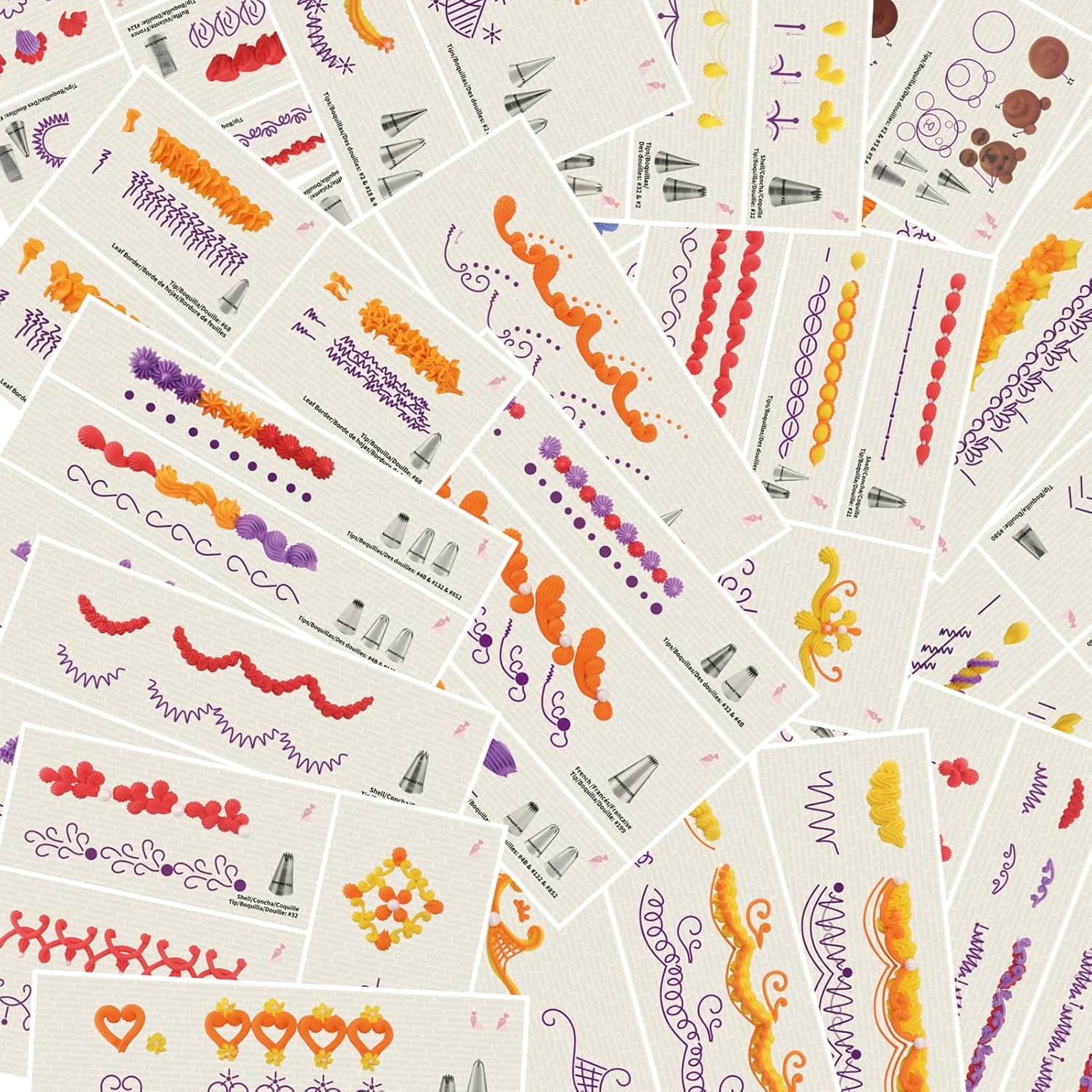 Pattern Paper Tips Piping Tips Practice Board Guide Paper Sheets 250+ Cake Decorating Tips ...