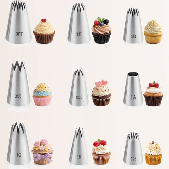 Piping Tips Set, Stainless Steel Cake Decorating Tips, Baking Tools for Cupcakes and Cake Decorating