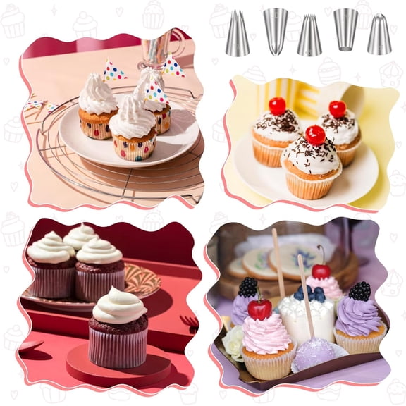 Piping Tips Set, Stainless Steel Frosting Tips Reusable Pastry Bag Cake Decorating Tools for Pastry Dough Cupcake Cookie