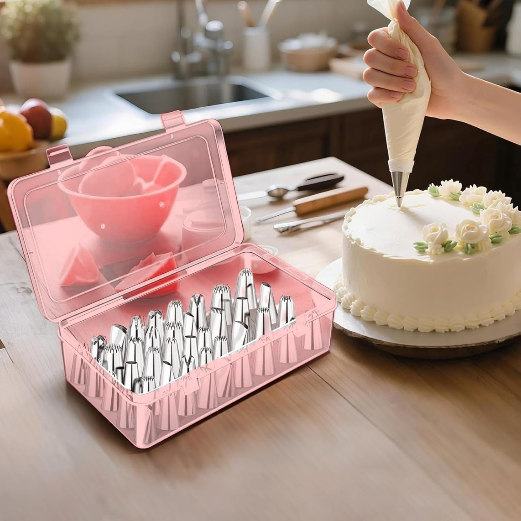 Piping Tips Storage Box with Fixed Pins, 42 Pegs Piping Tip Set ...