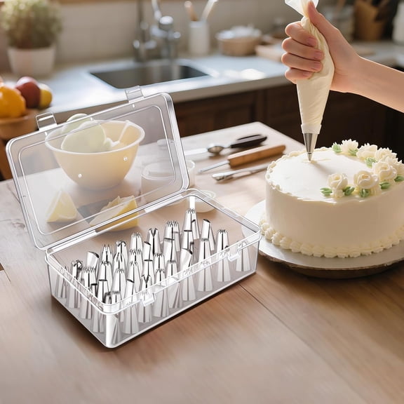 Piping Tips Storage Box with Fixed Pins, Piping Tip Set Organizer Case, Cake Decorating Kit Storage Organizer