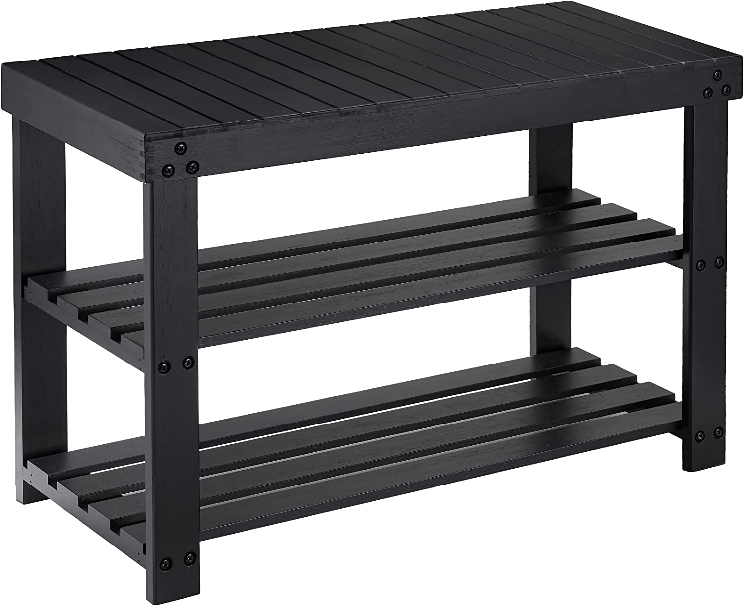 Pipishell Bamboo Shoe Rack Bench 3 Tier Sturdy Shoe Bench Storage Shoe Organizer Holds up to 300lbs for Entryway Bedroom Living Room Balcony Brown Walmart