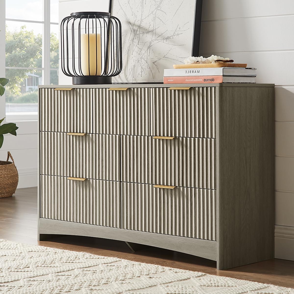 Pipishell Fluted 7 Drawers Dresser for Bedroom, 47