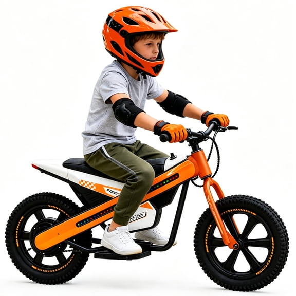 ICEEIF 24V 300W Kids Electric Bike, Electric Dirt Bike with Flashing LED Lights, 2 Speed Settings, Music Function, for Boys Girls Ages 6+,Yellow