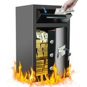 Pipleo 5.5 cuft Safe Box Fireproof Waterproof, Drop Money Safe with Digital Lock & Key, 2-in-1 Drop Slot Security Safes for Home Business Use, Anti-Theft Cash Document Jewelry Storage