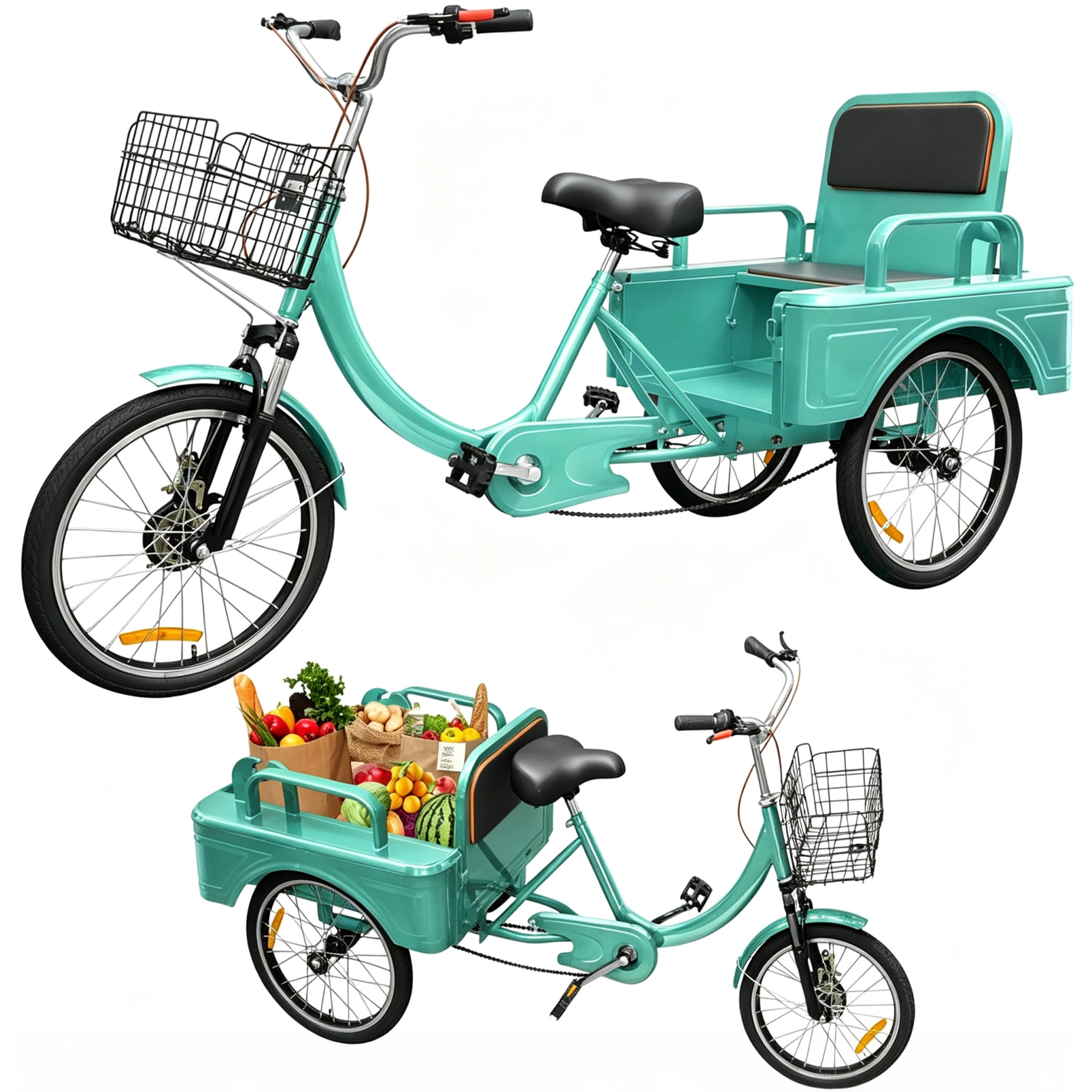 NEORIVER Adult Tricycle, 20 Inch 3-Wheel Bikes Carrying Passengers
