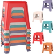 Pipleo Stackable Stools 10 Pack, 12.9 Inch Nesting Chairs for Kids - Colorful Plastic Backless Stools, Flexible Seating for Classroom, School, Kindergarten, Home & Office