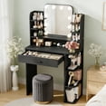 thumbnail image 1 of Pipleo 31" W Makeup Vanity Desk with Mirror and Lights, Small Vanity Table with 8 Storage Shelves, Big Drawer and 3 Lighting Colors, Bedroom Vanity for Girls, 1 of 9