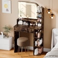 thumbnail image 1 of Small Vanity Desk with Mirror and Lights, 26.4" W Girls Vanity Set with Adapter, 3 Lighting Color Adjustable, Makeup Vanity Vanity for Girl, 1 of 9