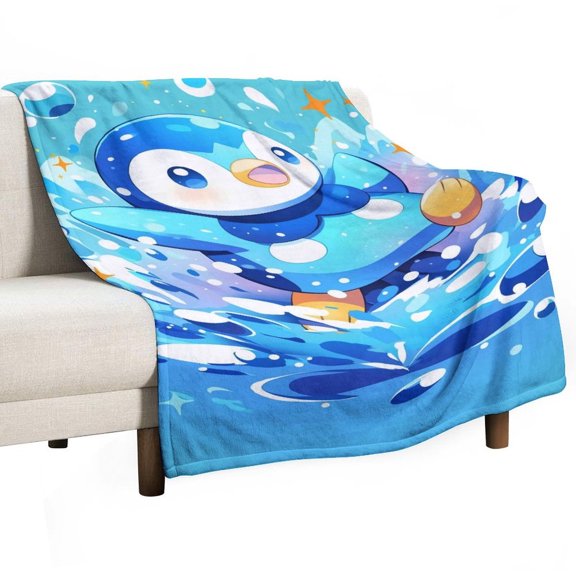 Piplup Blanket Super Soft Cozy Warm Plush Throw Blanket for Boys Girls Kids, Lightweight Fuzzy Flannel Blankets for Couch Sofa Bed Travel Camping Gifts 50"x60"