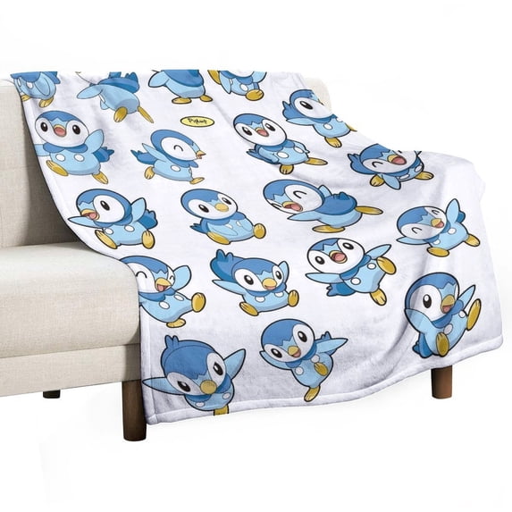 Piplup Blanket Super Soft Cozy Warm Plush Throw Blanket for Boys Girls Kids, Lightweight Fuzzy Flannel Blankets for Couch Sofa Bed Travel Camping Gifts 60"x80"