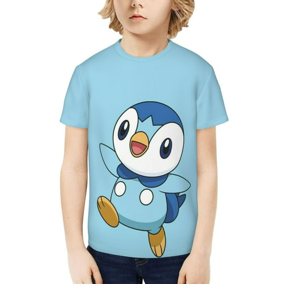 Piplup Boys Girls Teens T Shirt Graphic Print Casual Short Sleeve Funny Top Tees Shirt for Youth Kids