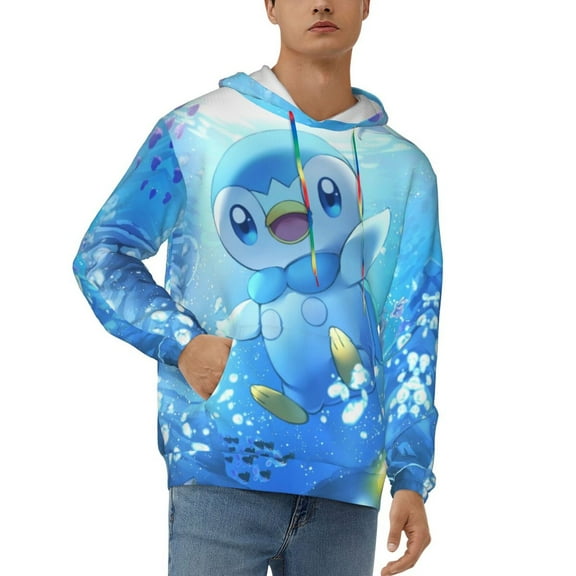 Piplup Men's Hoodie Novelty Pattern Long Sleeve Unisex Pullover Hoodies Casual Hooded Sweatshirt with Pocket