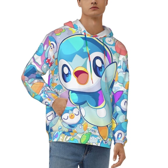 Piplup Men's Hoodie Novelty Pattern Long Sleeve Unisex Pullover Hoodies Casual Hooded Sweatshirt with Pocket