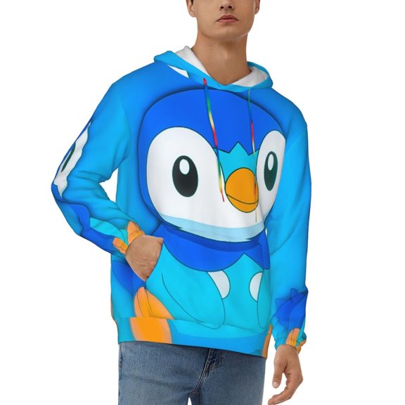 Piplup Men's Hoodie Novelty Pattern Long Sleeve Unisex Pullover Hoodies Casual Hooded Sweatshirt with Pocket
