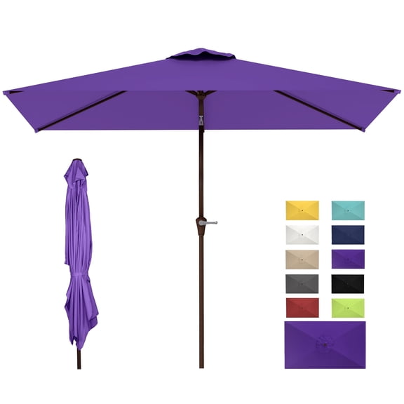 Pipopa 6.5x10 FT Rectangular Patio Umbrella with Push Button Tilt and Crank,Ourdoor Rectangular Umbrella for Beach,Garden,Yard,Pool,Purple