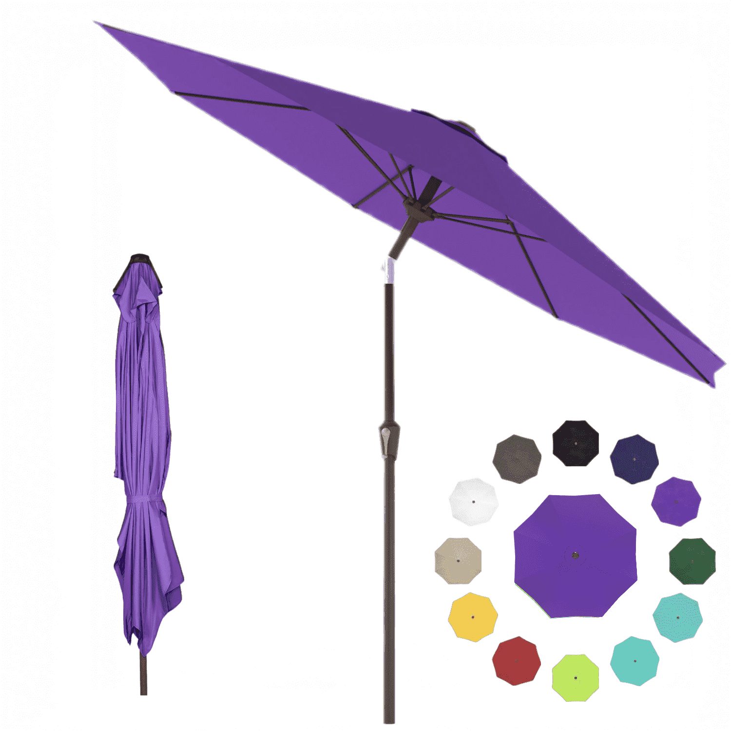 Pipopa 9FT Outdoor Patio Umbrella with Push Button Tiltand Crank, Ourdoor Market Leisure Umbrella for Beach, Garden, Yard, Home, Pool, Purple