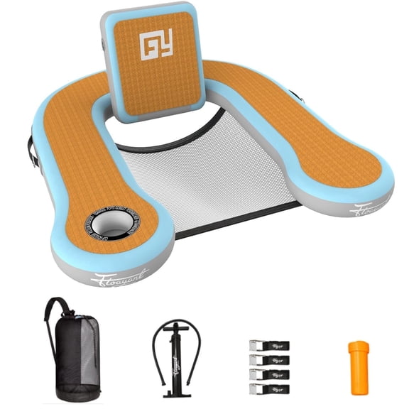 Pipopa Pool Float Chair,Pool Lounger with Cup Holder,100°Golden Angle,Sunken Mesh Seat,EVA Floating Chair for Ocean,Lake,Pool