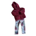 thumbnail image 1 of Pippa & Julie Kid's Faux Fur Hoodie & Floral Print Leggings Set Berry/Grey 4 NWT, 1 of 7