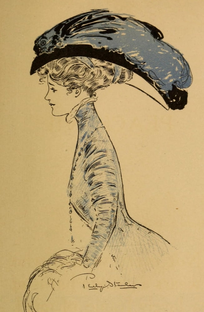 Pippins & peaches 1909 Woman in blue hat Canvas Art - Penrhyn Stanlaws (18 x 24)