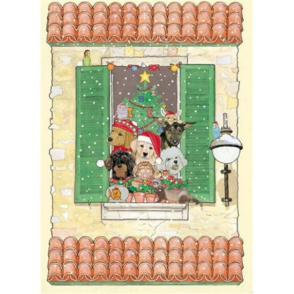Pipsqueak Productions C993 Mix Dog With Cat Holiday Boxed Cards