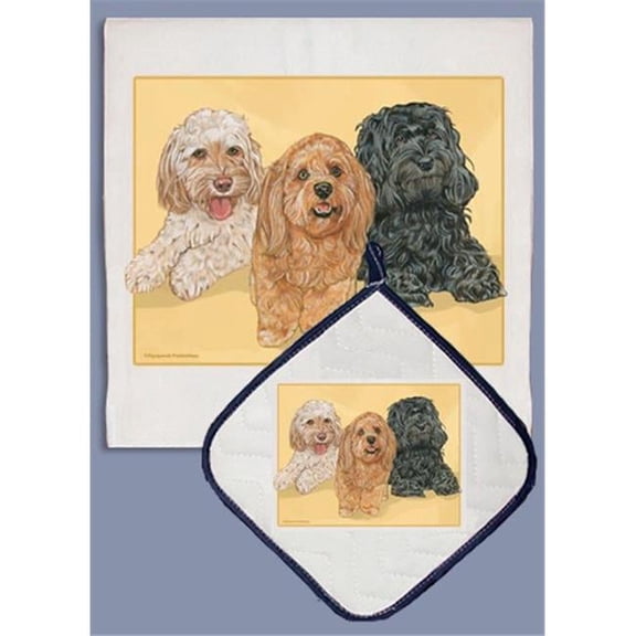 Pipsqueak Productions DP709A Cockapoo Dish Towel And Pot Holder Set
