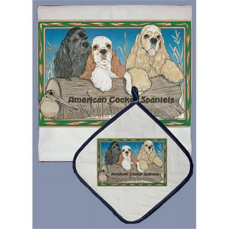 Pipsqueak Productions DP862 Dish Towel and Pot Holder Set - Cocker Spaniel