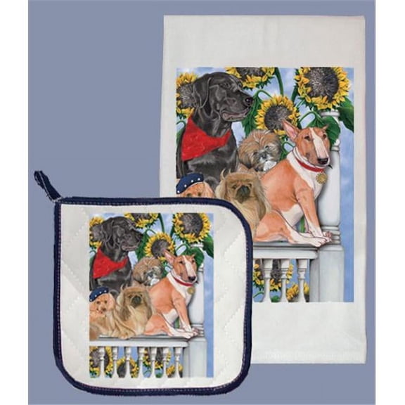 Pipsqueak Productions DP877 Dog Dish Towel And Pot Holder Set